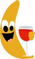 Drunk banana, illustration, vector on white background.