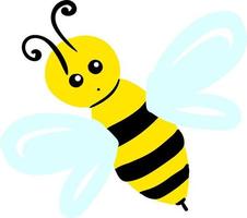 Pequeña abeja voladora, ilustración, vector sobre fondo blanco.