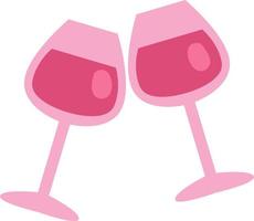 Two wine glasses, illustration, vector, on a white background. vector
