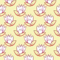 Lotus flower , seamless pattern on a yellow background. vector