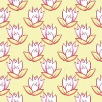 Lotus flower , seamless pattern on a yellow background. vector