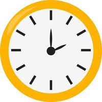Yellow clock, illustration, vector on white background.