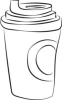 Dibujo de café, ilustración, vector sobre fondo blanco.