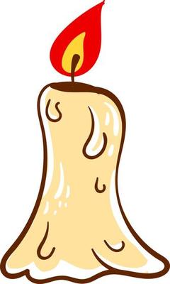 Melting candle, illustration, vector on white background