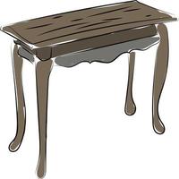 Wood table drawing, illustration, vector on white background