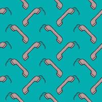 Lined telephone , seamless pattern on a blue  v vector