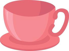 Pink tea cup, illustration, vector on a white background.