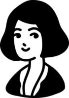 Lady with a short bob haircut, icon illustration, vector on white background