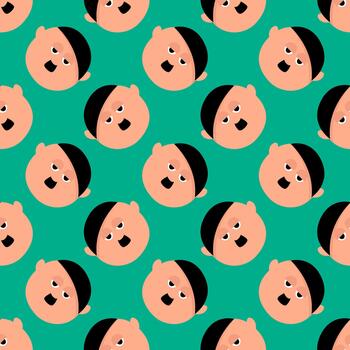 Man with mustache, seamless pattern on green background. vector