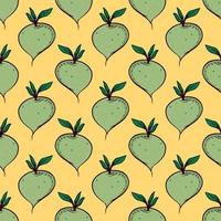 Radish pattern, seamless pattern on yellow background. vector