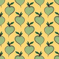 Radish pattern, seamless pattern on yellow background. vector