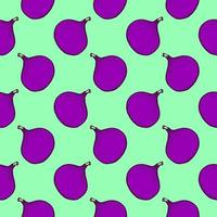 Delicious fig, seamless pattern on green background. vector