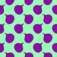 Delicious fig, seamless pattern on green background. vector