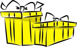 Yellow presents, illustration, vector on white background.