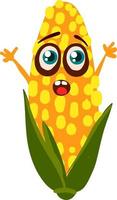 Scared corn, illustration, vector on white background.