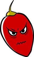 Angry pepper, illustration, vector on white background.