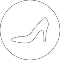 White high heels in a white circle, illustration, vector on white background.