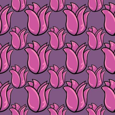 Pink tulips pattern , illustration, vector on white background