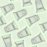 Pattern of many small shopping carts on a lime background photo