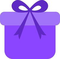 Dark purple gift box with bow, illustration, vector on a white background.