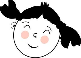 Girl with her hair in pigtails, illustration, vector, on a white background. vector