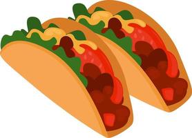 Delicious taco, illustration, vector on white background.