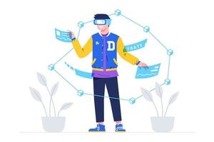 A Man Playing Virtual Reality Game Scene Illustration vector