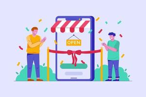 Opening Online Store Vector Illustration