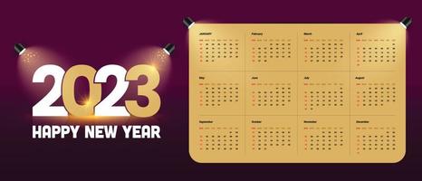 Happy New Year 2023. New year calendar design template vector