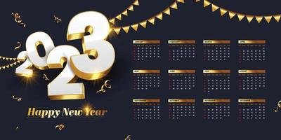 Happy New Year 2023. New year calendar design template vector