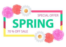 Spring sale background with beautiful colorful flower. vector