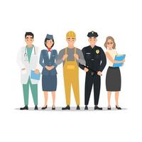 Labor Day. A group of people of different professions on a white background. vector