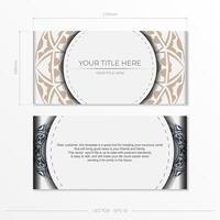 Invitation template with space for your text and abstract patterns. Luxurious Vector Design Postcard White Colors With Patterns.