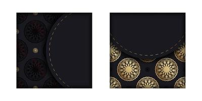 Postcard in black with a luxurious gold pattern for your brand. vector