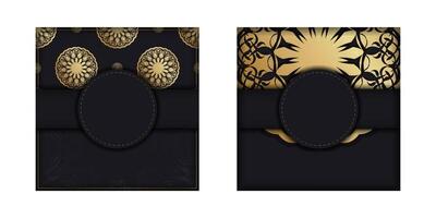 Postcard in black with a luxurious gold pattern for your brand. vector