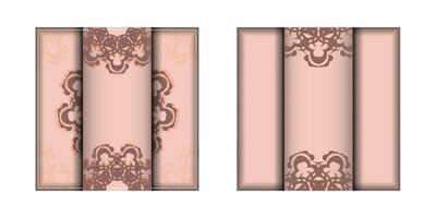 Two rectangular frames with brown and pink designs vector