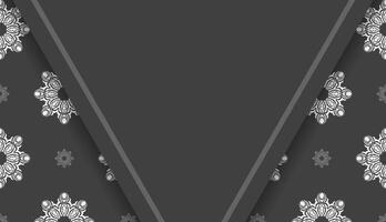 Black banner with luxurious white ornament for design under your text vector