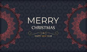 Merry christmas banner template with red ornaments. Printable design background template with with red patterns. vector