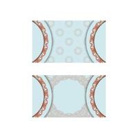 Business card in aquamarine color with vintage coral ornaments for your personality. vector