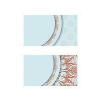 Business card in aquamarine color with abstract coral ornament for your business. vector