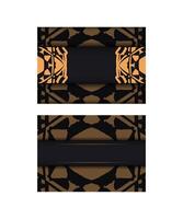 Dark Color Greeting Brochure with Orange Vintage Pattern vector