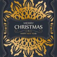 Christmas card with gold and black design vector