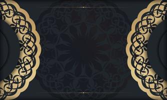 Black banner with luxurious gold ornaments and place for your text vector