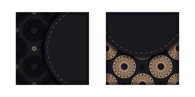 Black color brochure with brown mandala pattern vector