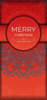Greeting card template Merry Christmas and Happy New Year Red color with luxury burgundy pattern vector