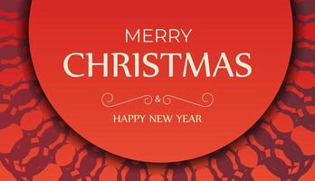 Template Greeting Brochure Happy New Year Red Color Abstract Burgundy Pattern vector