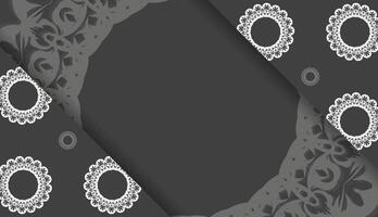 Black background with mandala white ornament and place under your text vector