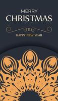 Christmas and new year greeting card with ornate ornament vector