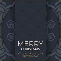 Dark blue happy new year flyer with luxury blue pattern vector