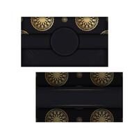 Black color card with indian brown pattern for your design. vector